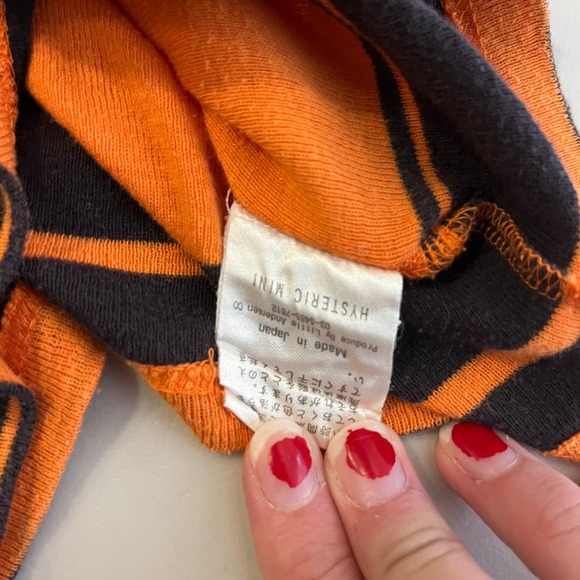 Hysteric Glamour Mini‎ Striped Orange Black Graphic Tee Shirt Women - Picture 5 of 9